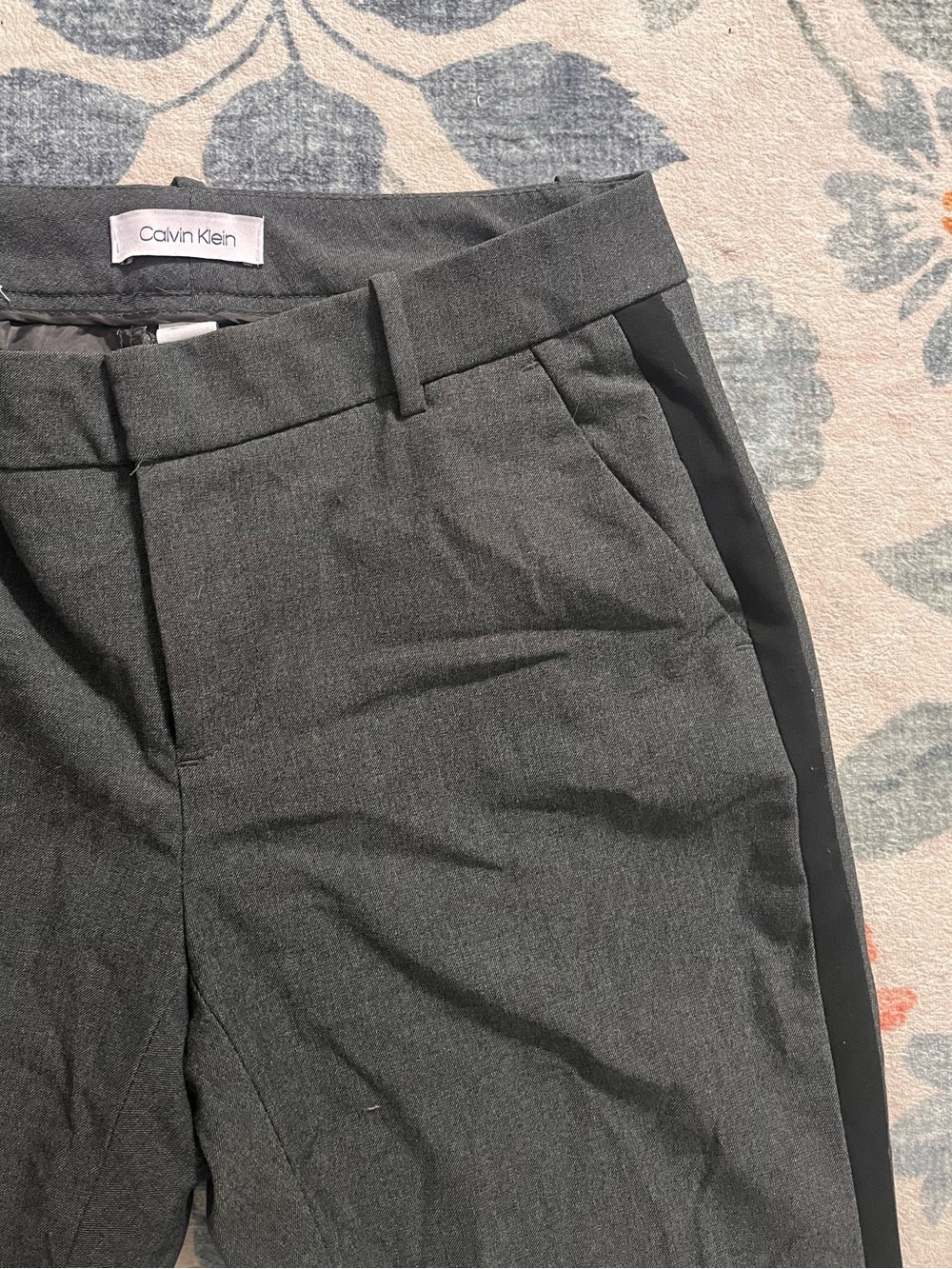Calvin Klein Women’s Charcoal Gray Dress Pants with Side Stripe